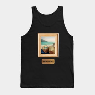 Ferret on a beach holiday fer real (for real) ferret lovers Tank Top